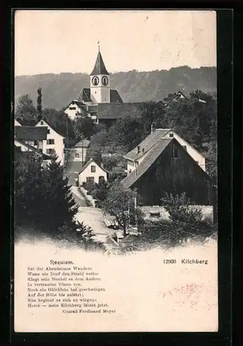 AK Kilchberg, Strassenpartie mit Kirche