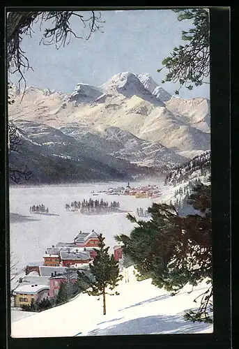 AK Campfèr, Ortsansicht mit Silvaplana