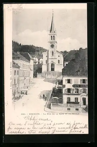 AK Brenets, La Rue de la Gare et le Temple, Café-Restaurant