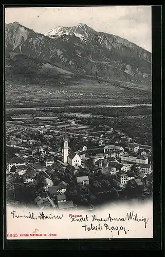 AK Ragaz, Ortsansicht aus der Vogelschau