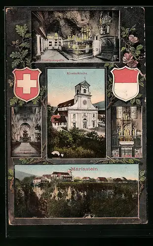 AK Mariastein, Gnadenkapelle, Klosterkirche, Ortsansicht
