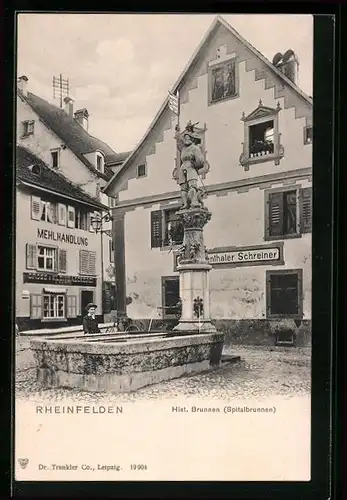 AK Rheinfelden, Hist. Spitalbrunnen, Bäckerei v. A. Hauser