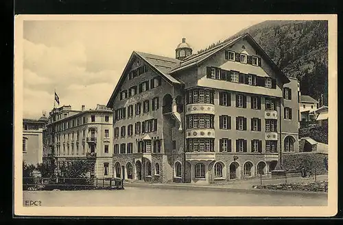 AK Pontresina, Rosatsch Hotel mit Anlage und Strasse