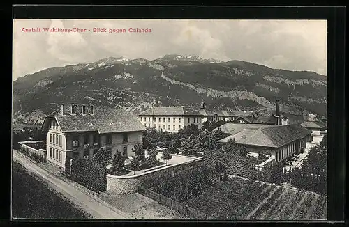 AK Chur, Anstalt Waldhaus-Chur mit Calanda aus der Vogelschau