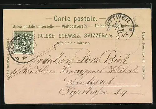 Lithographie Walzenhausen, Gasthaus Meldegg, Panorama