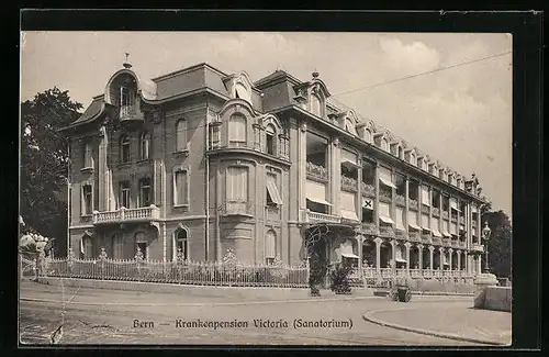 AK Bern, Krankenpension Victoria (Sanatorium) mit Strasse