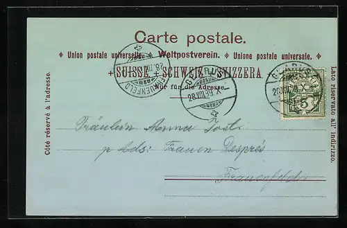 Mondschein-AK Schwanden, Gesamtansicht aus der Vogelschau