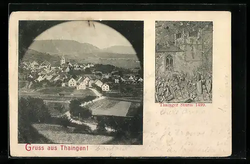 AK Thayngen, Ortsansicht, Thainger Sturm 1499