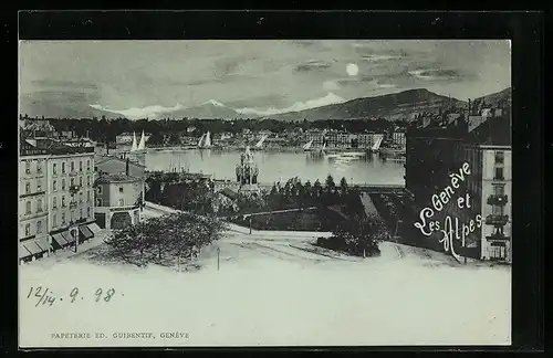 AK Genève, Panorama et les Alpes