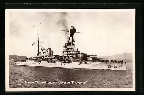 AK Marine Militaire Francaise Cuirassé Provence, Französisches Kriegsschiff