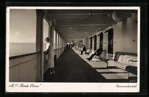 AK Promenadendeck vom Passagierschiff M. S. Monte Olivia
