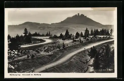 AK Nürburgring, Karussell mit Nürburg, Autorennstrecke