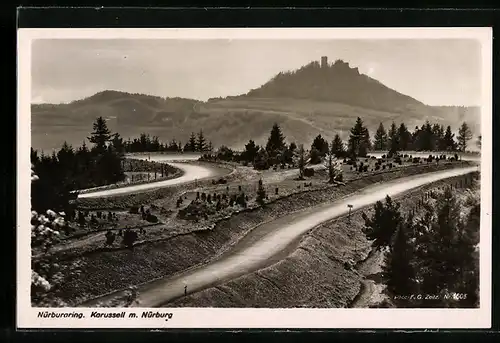 AK Nürburgring, Karussell mit Nürburg, Autorennstrecke