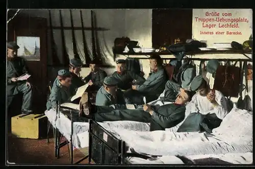 AK Lager Lechfeld, Inneres einer Baracke, Truppen-Übungsplatz