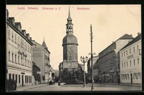 AK Schandau a. E., Marktplatz