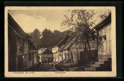 AK Stolberg im Harz, Partie in der Töpfergasse