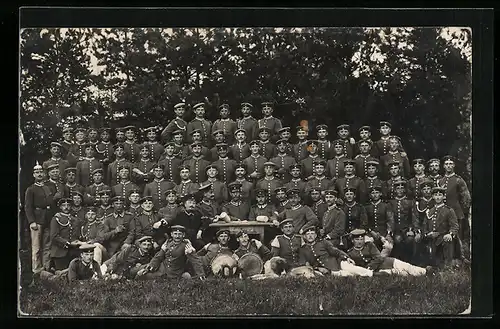 Foto-AK Lager Lechfeld, Fotografie eines Zuges Garde-Soldaten