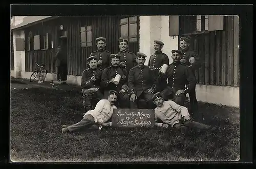 Foto-AK Lager Lechfeld, Männer der Landwehr-Übung 1910
