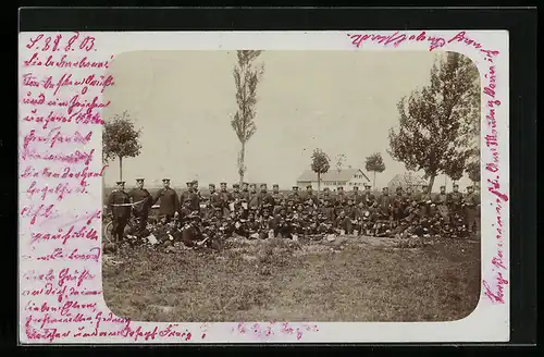 Foto-AK Lager Lechfeld, Fotografie eines Soldaten-Zuges