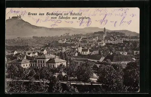 AK Hechingen, Ortsansicht mit Bahnhof