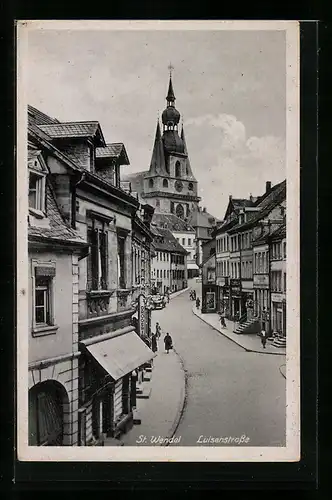 AK St. Wendel, Luisenstrasse mit Geschäften