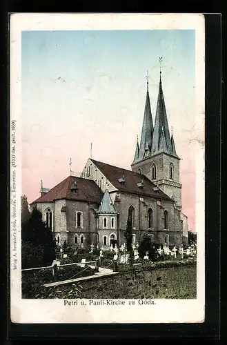 AK Göda, Petri & Pauli-Kirche mit Friedhof