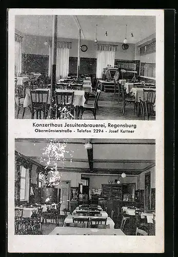 AK Regensburg, Konzerthaus Jesuitenbrauerei, Obermünsterstrasse, Innenansichten