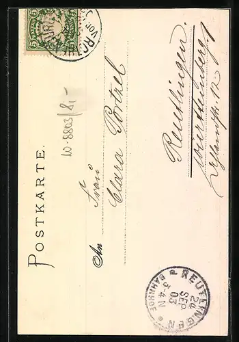 Künstler-AK Rothenburg, Ansicht des Rathauses