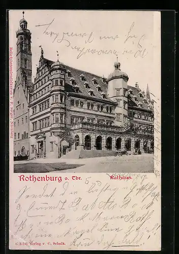 Relief-AK Rothenburg o. Tbr., Rathaus