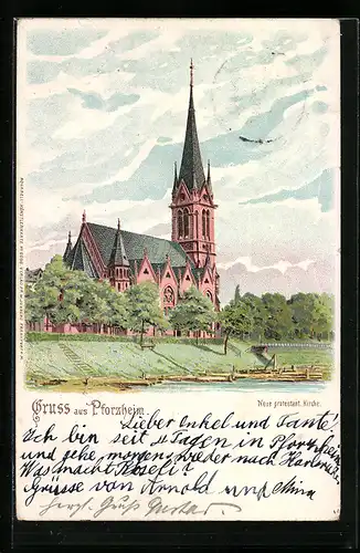 Lithographie Pforzheim, Neue protestantische Kirche