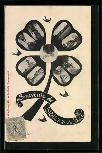 Blumengruss-AK St-Etienne du Bois, L`Eglise, Kleeblatt