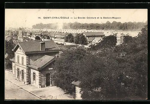 AK Saint-Cyr-L`École, La Grande Ceinture et la Station-Magasin, Bahnhof