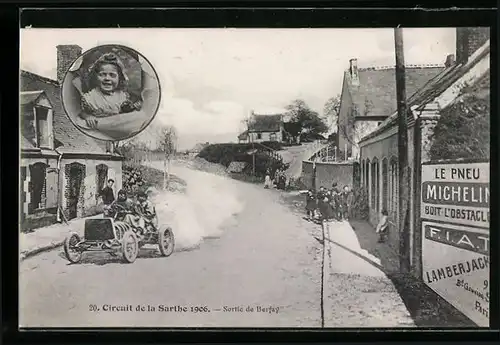 AK Berfay, Sortie de Berfay, Sircuit de la Sarthe 1906, Autorennen