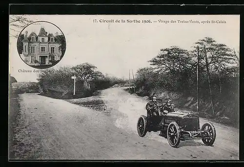 AK Autorennen Circuit de la Sarthe 1906, Virage des Treize-Vents après St-Calais