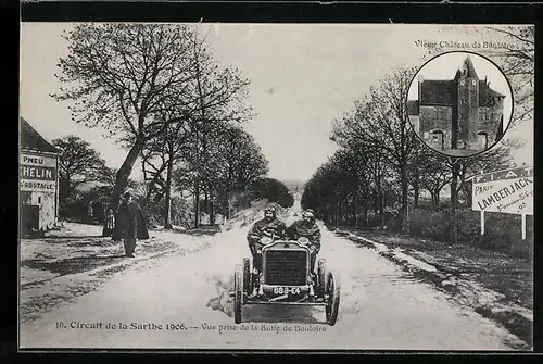 AK Bouloire, Vue prise de la Butte de Bouloire, Vieux Château de Bouloire, Circuit de la Sarthe 1906
