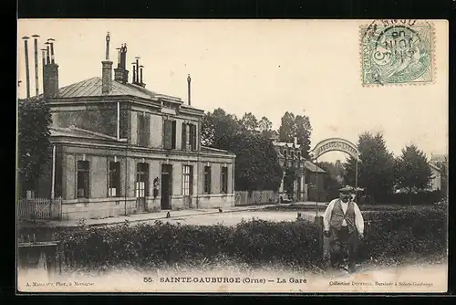 AK Sainte-Gauburge, La Gare, Bahnhof