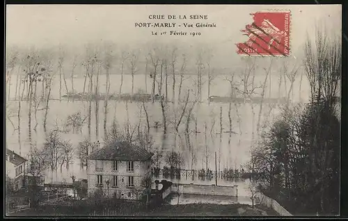AK Port-Marly, Crue de la Seine, Vue Générale 1910