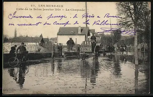 AK Les Mureaux, Hochwasser der Seine 1910, la Chaussée