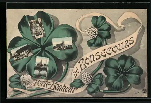Blumengruss-AK Bonsecours, Panorama