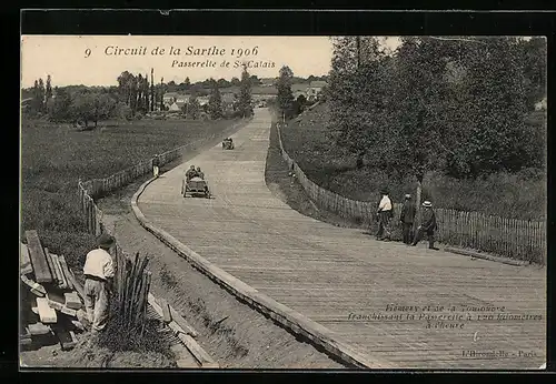 AK St-Calais, Circuit de la Sarthe 1906, Passerelle, Autorennen
