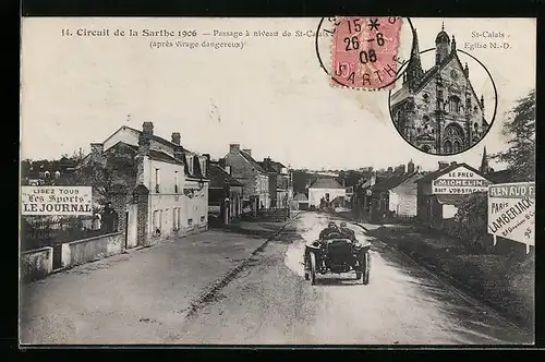 AK St-Calais, Circuit de la Sarte 1906, Passage à niveau, Autorennen
