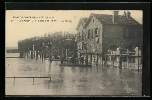 AK Andrésy-Fin-d`Oise, Inondations 1910, Les Quais