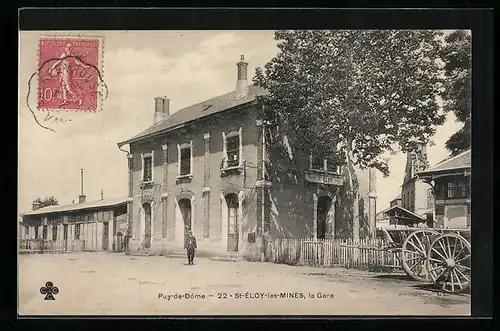 AK St-Éloy-les-Mines, La Gare, Bahnhof
