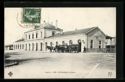 AK Le Blanc, La Gare, Bahnhof