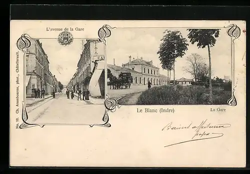 AK Le Blanc, L`avenue de la Gare, La Gare, Bahnhof