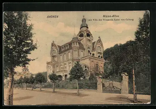 AK Aachen, Nizza-Allee mit Villa der Prinzessin Luise von Coburg