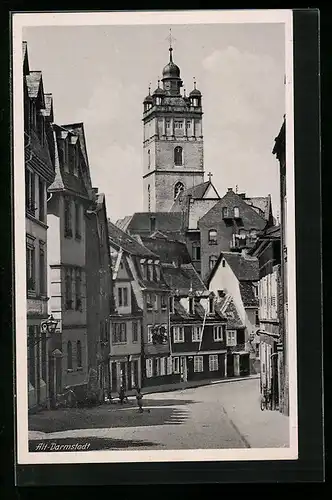 AK Alt-Darmstadt, Strassenpartie mit Kindern