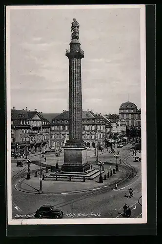 AK Darmstadt, Platz mit Denkmal