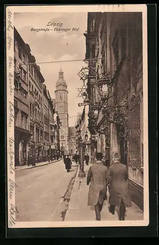 AK Leipzig, Burgstrasse mit Gasthaus Thüringer Hof