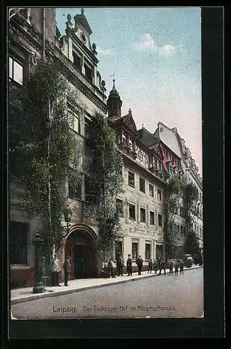 AK Leipzig, Hotel Thüringer Hof im Maienschmuck